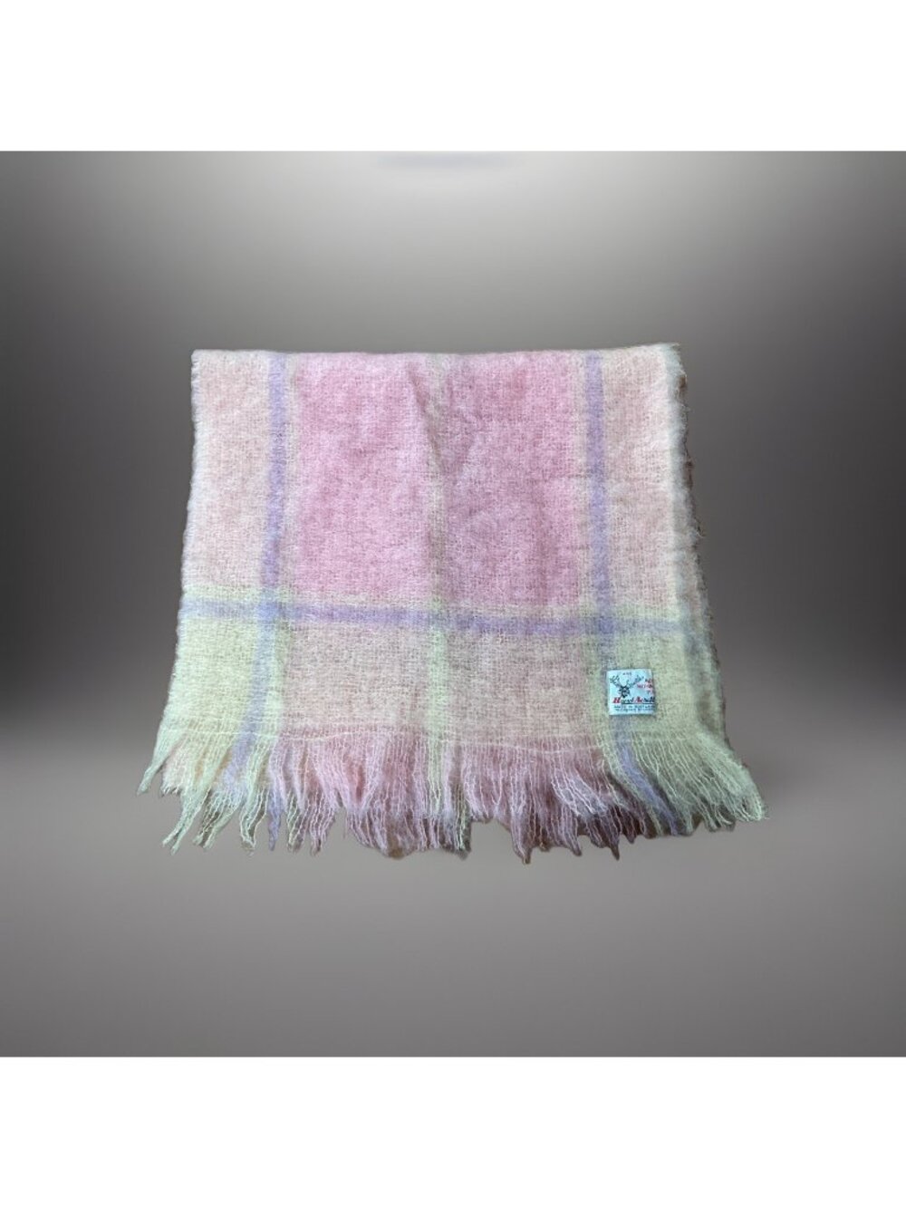 Vintage Mohair Wool Hand Acraft Scotland Scarf Pink Purple Women’s